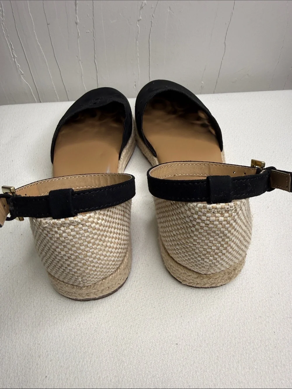 LC Lauren Conrad Black Floral Cutout Espadrille Flats with Ankle Strap